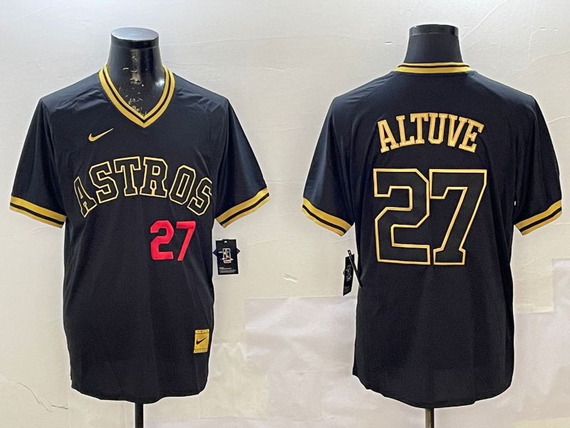 Men Houston Astros #27 Altuve Black Gold Game 2025 Nike MLB Jersey style 4